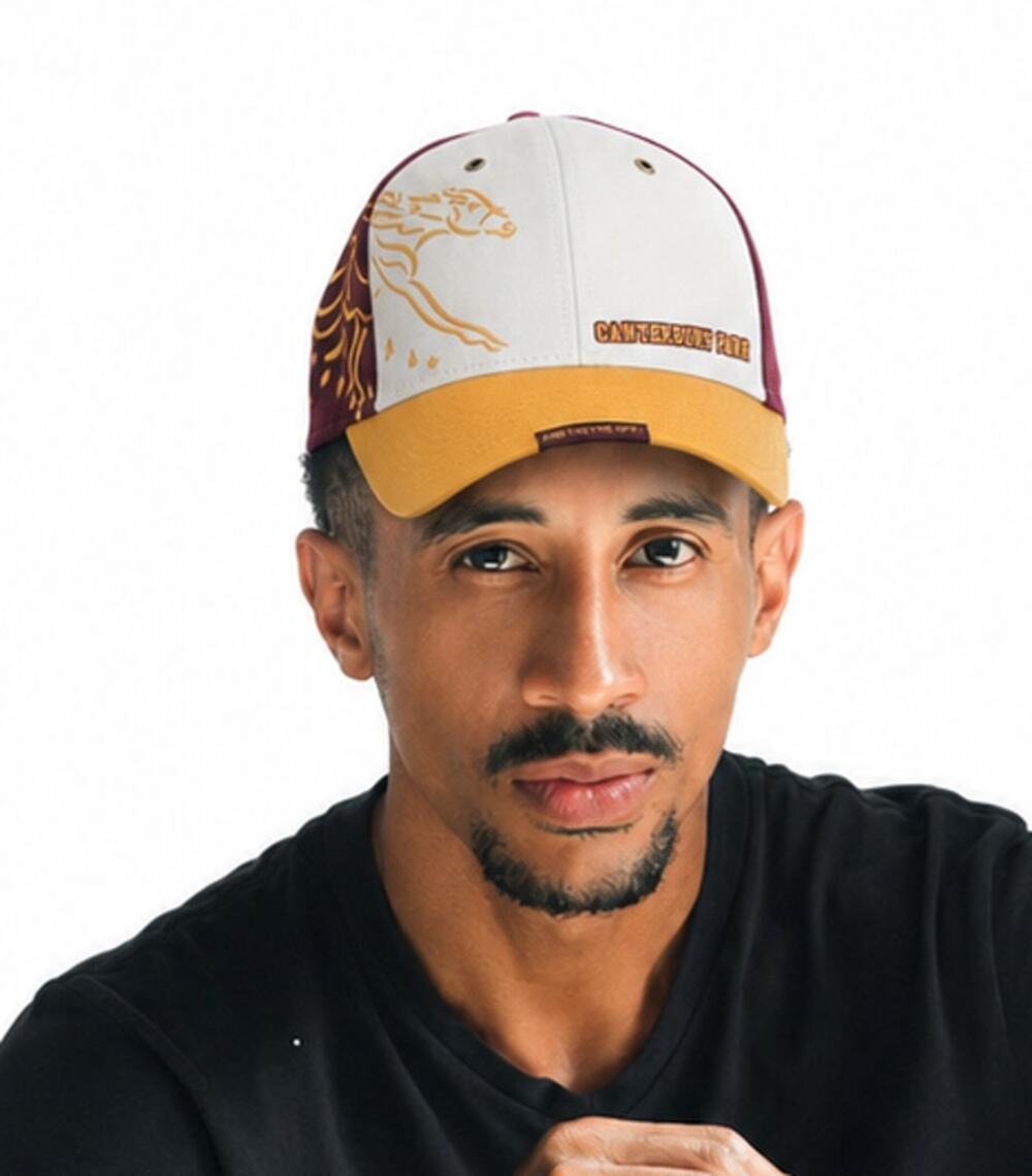 Vtg Canterbury Park Horse Racing Strapback Hat Cap Maroon Gold And They're Off